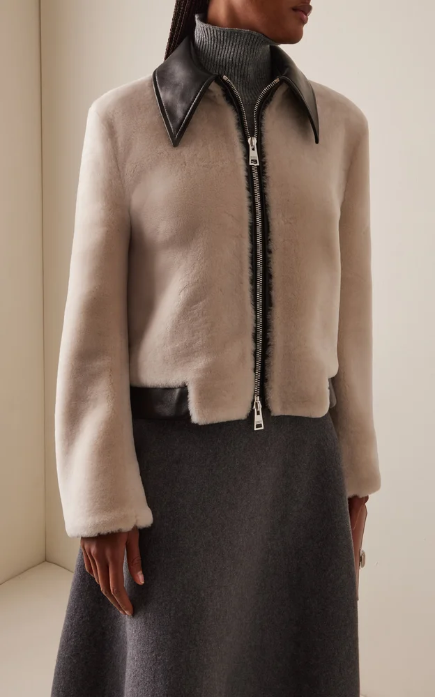 The Whitaker Leather-Detailed Shearling Jacket