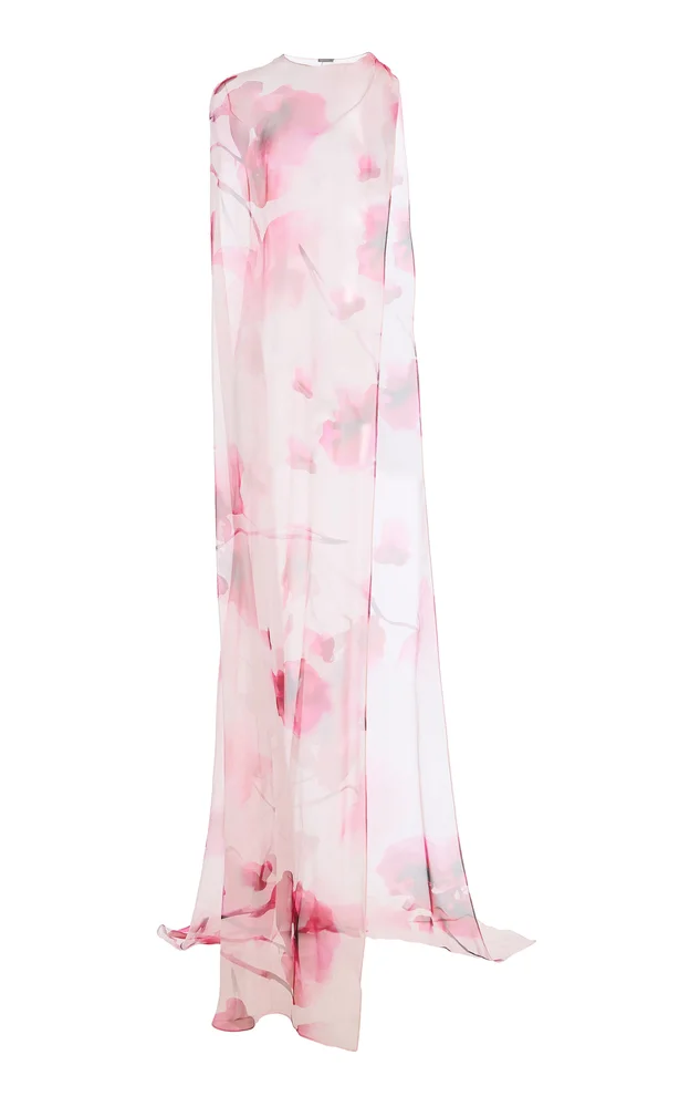 Silk Chiffon Floor-Length Cape