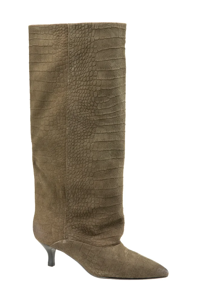 Brisbane Kitten Heel Pointed Toe Knee High Boot