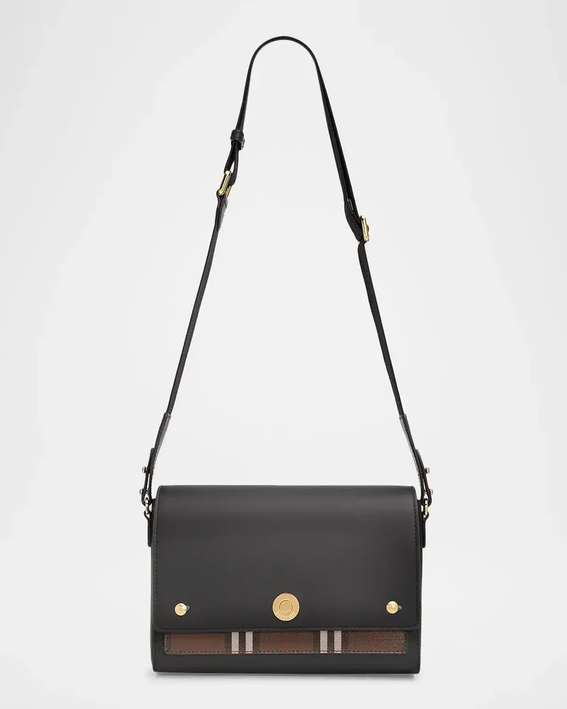 Note Medium Leather & Check Crossbody Bag