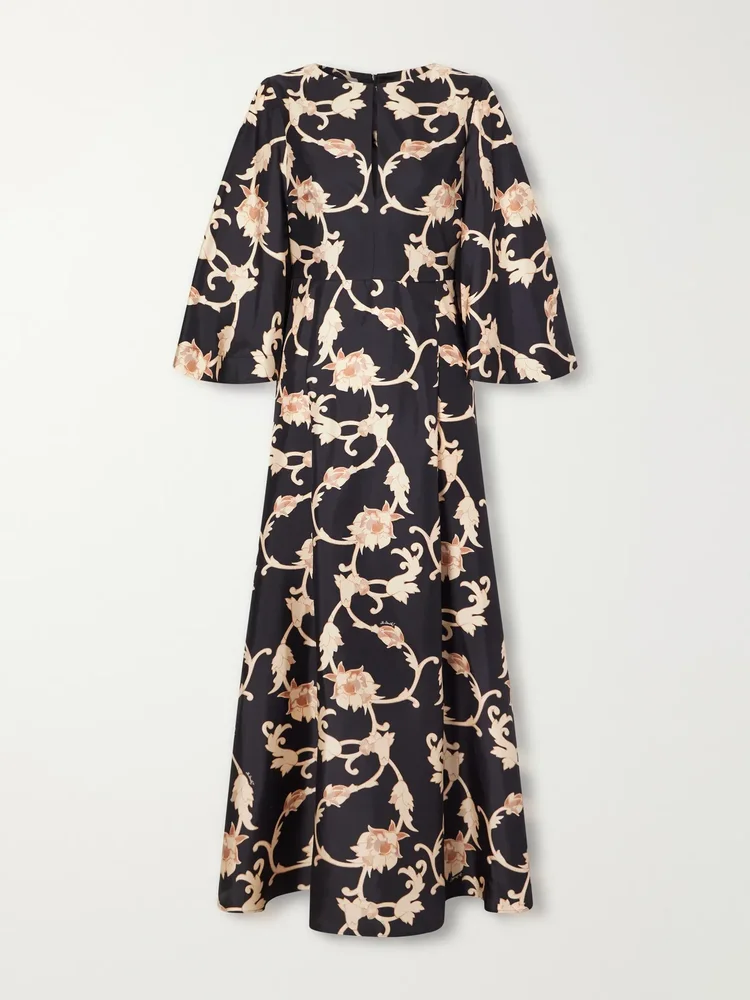Belle floral-print silk-twill maxi dress