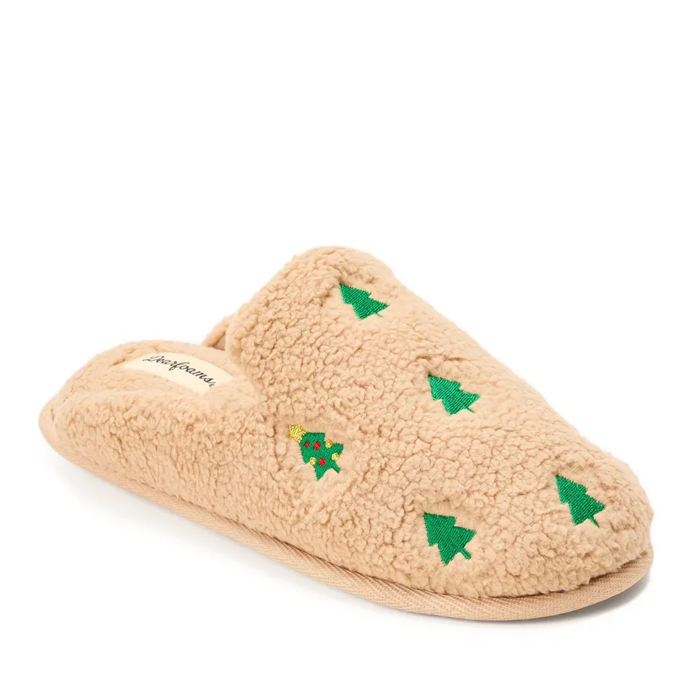 Women's Christmas Tree Teddy Scuff Slipper