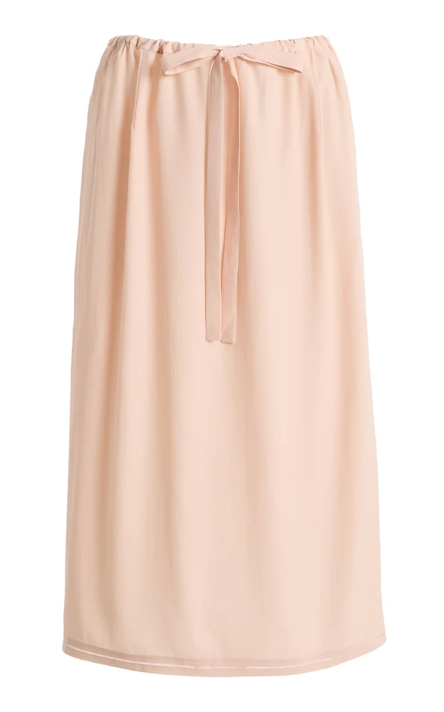 Fluid Silk Midi Drawstring Skirt