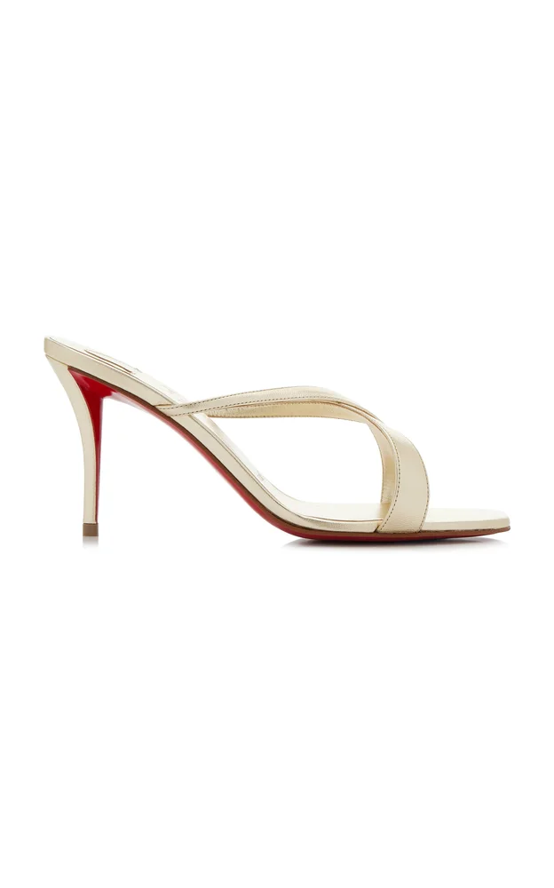Mulazee Cross 80mm Metallic Leather Sandals