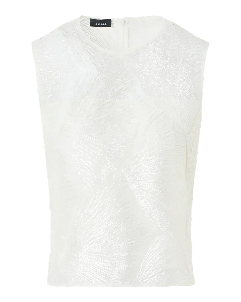 Akris Lacquered Sea Fan Lace Sleeveless Top