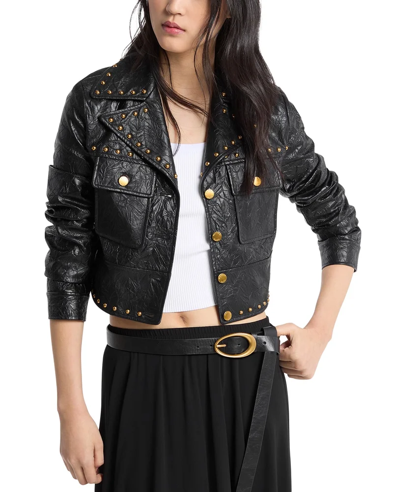 Studded Faux Leather Jacket