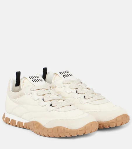 Tyre suede-trimmed sneakers in white