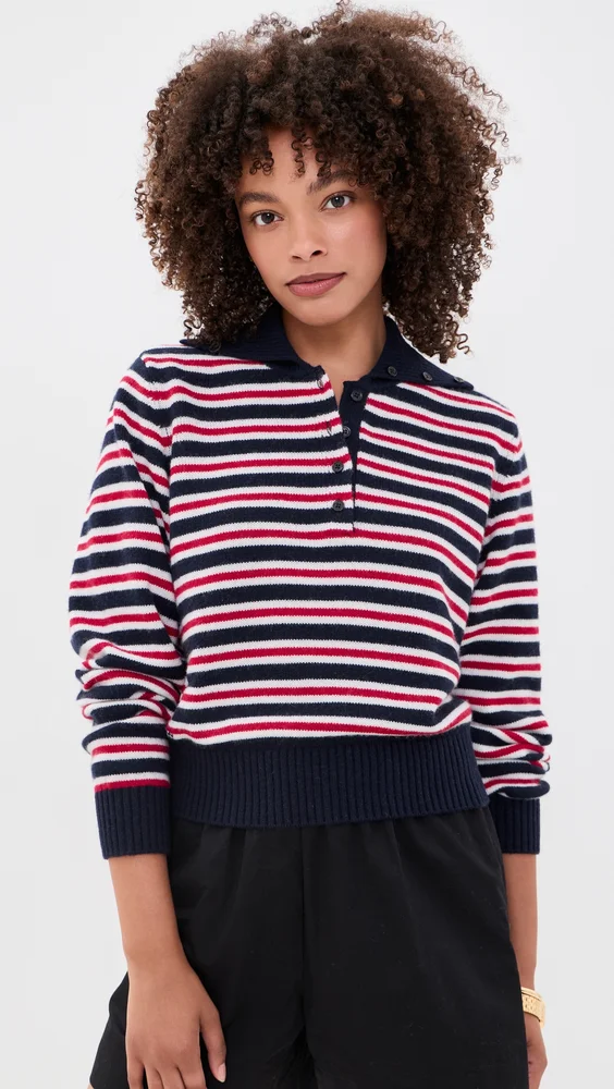 Wide Collar Polo Sweater
