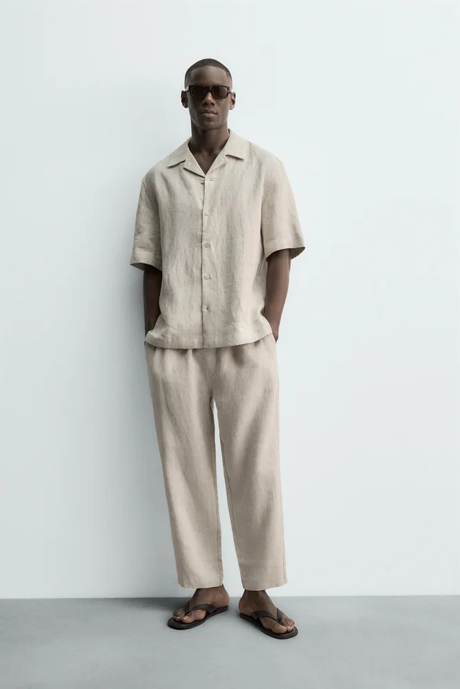 RELAXED FIT 100% LINEN PANTS