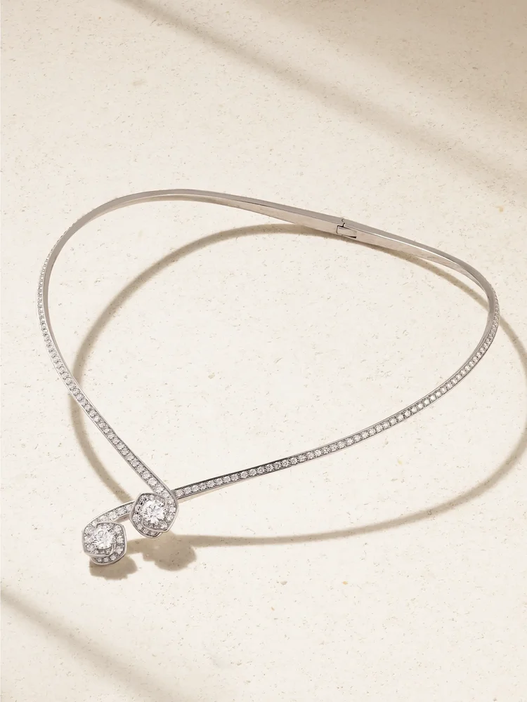 Frozen Kiss Torque 18-karat white gold diamond necklace