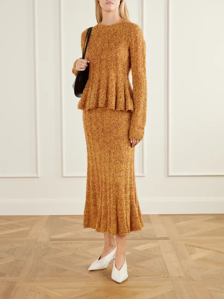 Joelle cable-knit mohair-blend maxi skirt