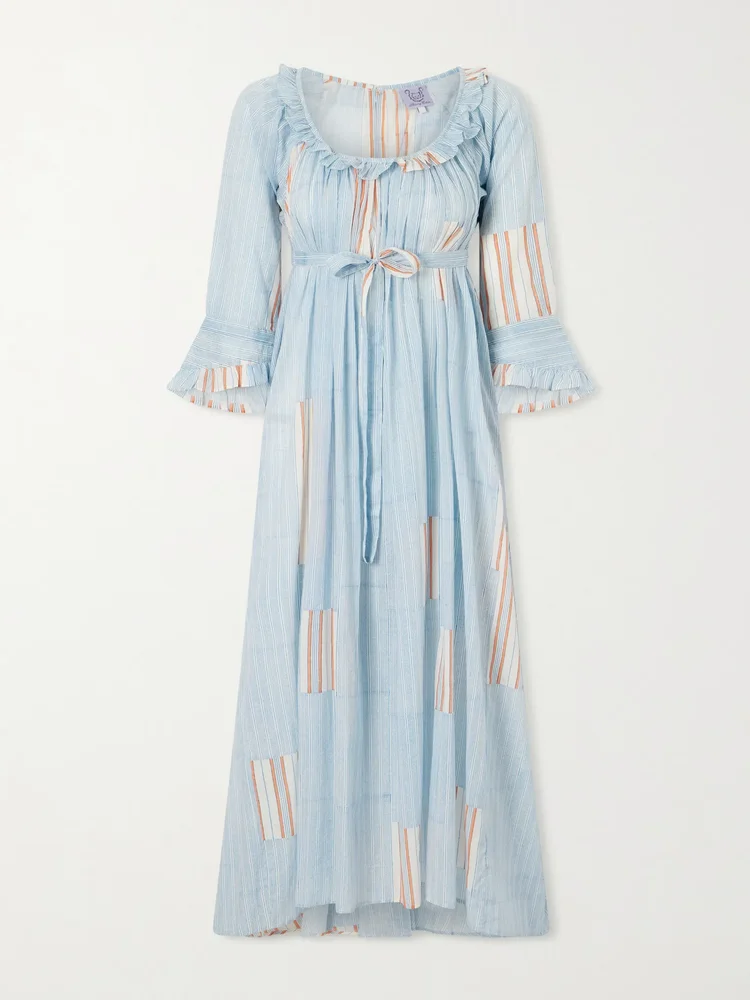 Antoinette ruffled printed cotton-voile midi dress