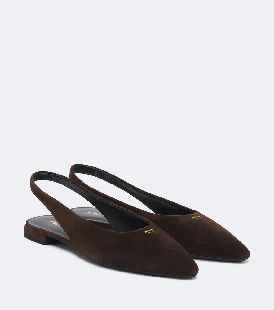 Suede slingback flats