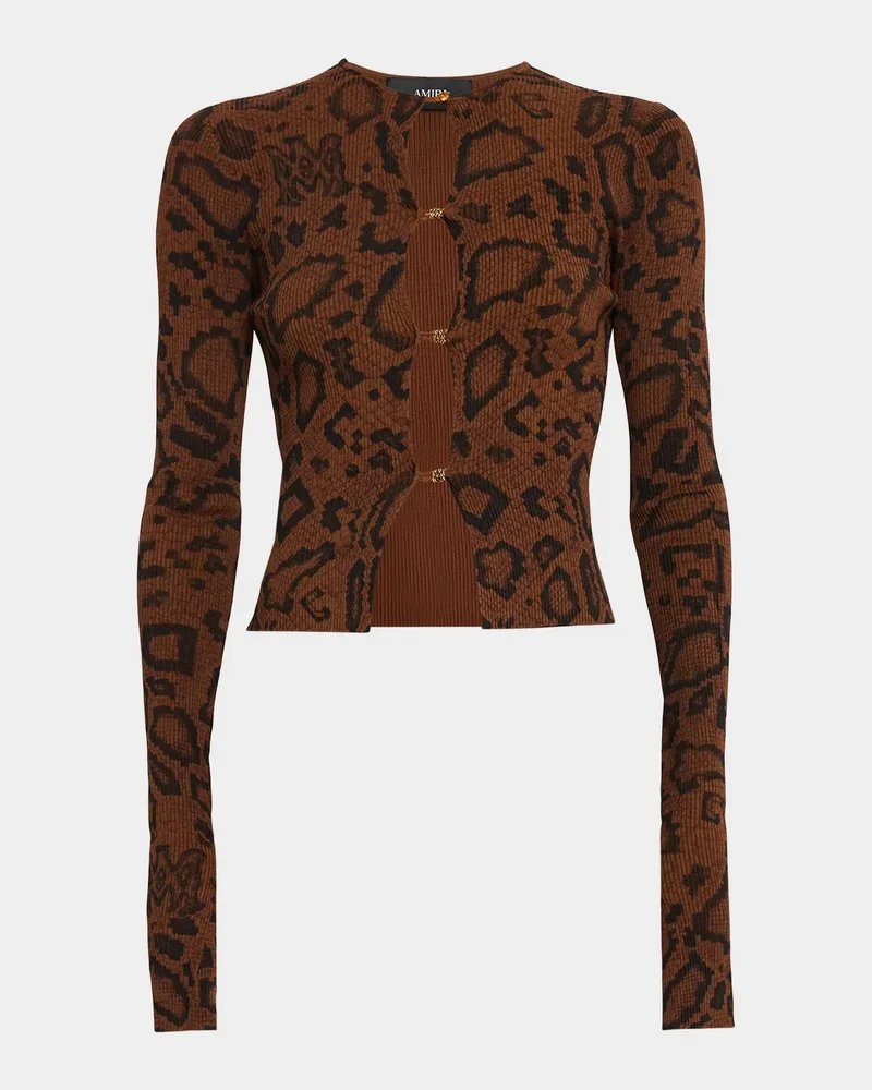 MA Buttoned Snake-Print Cardigan