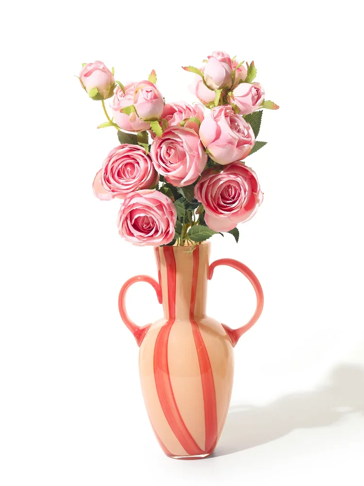 Ruby Stripe Handled Vase