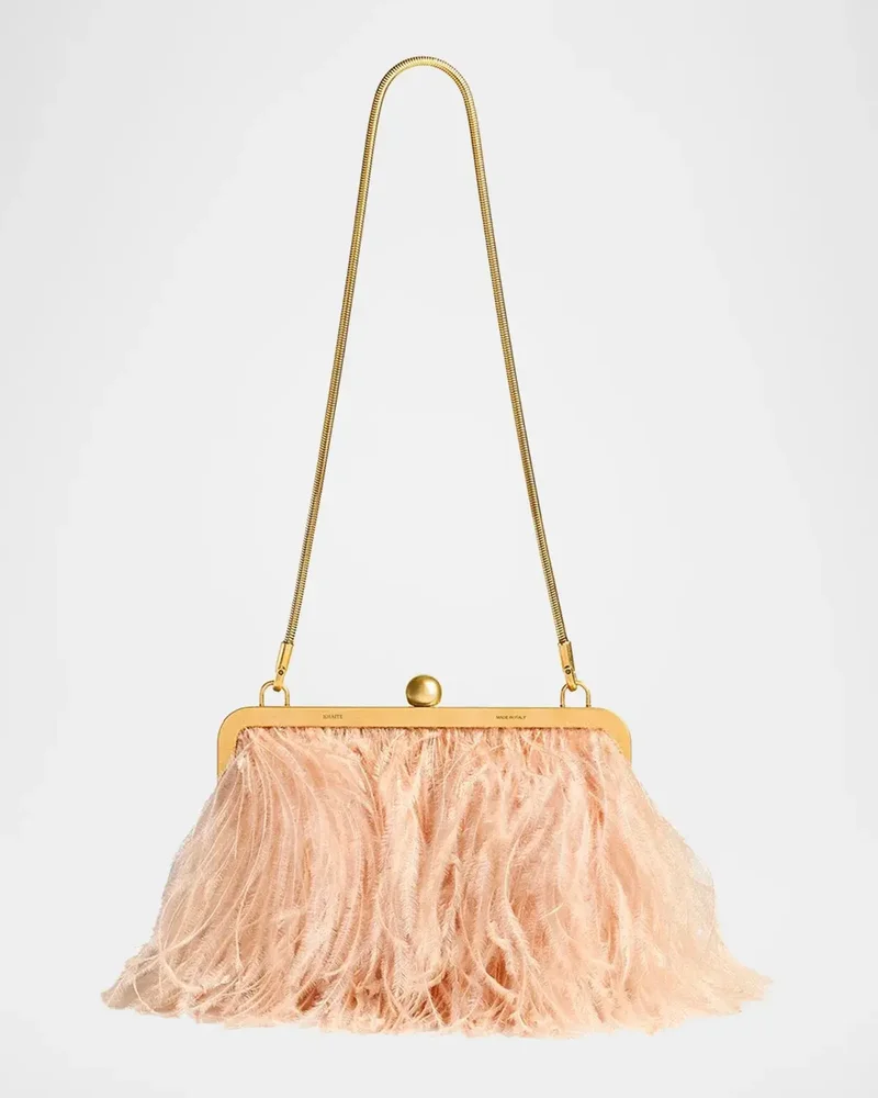 Lilith Feather Satin Evening Shoulder Bag