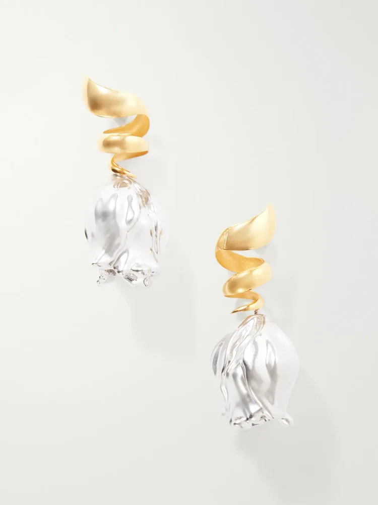 Tulip two-tone earrings