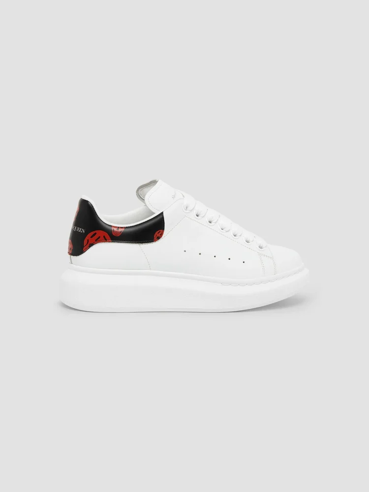 Oversized Skull-Print Leather Low-Top Sneakers