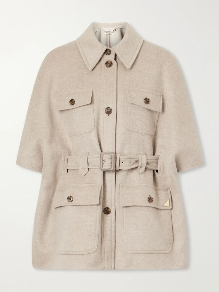 Belted cashmere cape