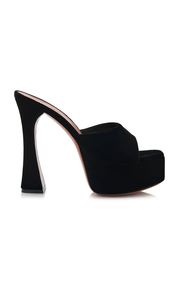 Dalida Velvet Platform Mules