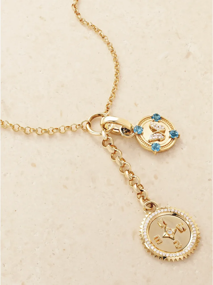 Internal Compass Reverie18-karat gold, topaz and diamond pendant necklace