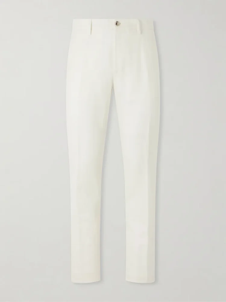 Straight-Leg Wool and Linen-Blend Twill Suit Trousers