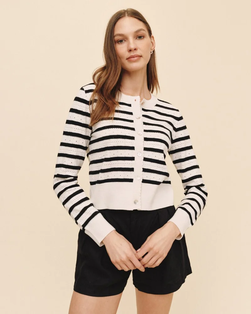 Fitted Cardigan - Cherie Stripe