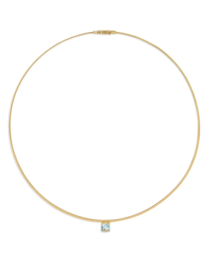 18K Yellow Gold Masai Aquamarine Coil Link Pendant Necklace, 16"
