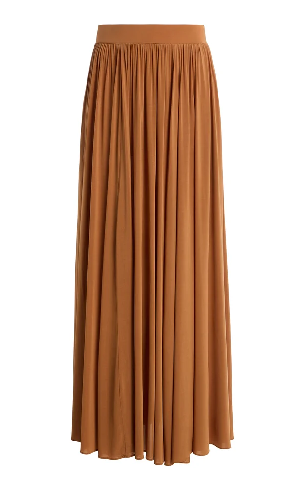 Gathered Crepe Maxi Skirt