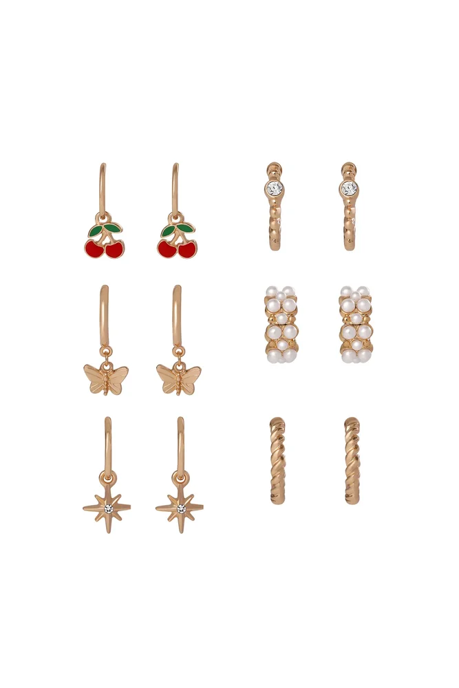 Gold Pearl Earrings Set