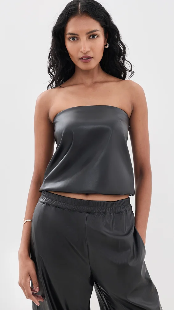 Camryn Faux Leather Strapless Top