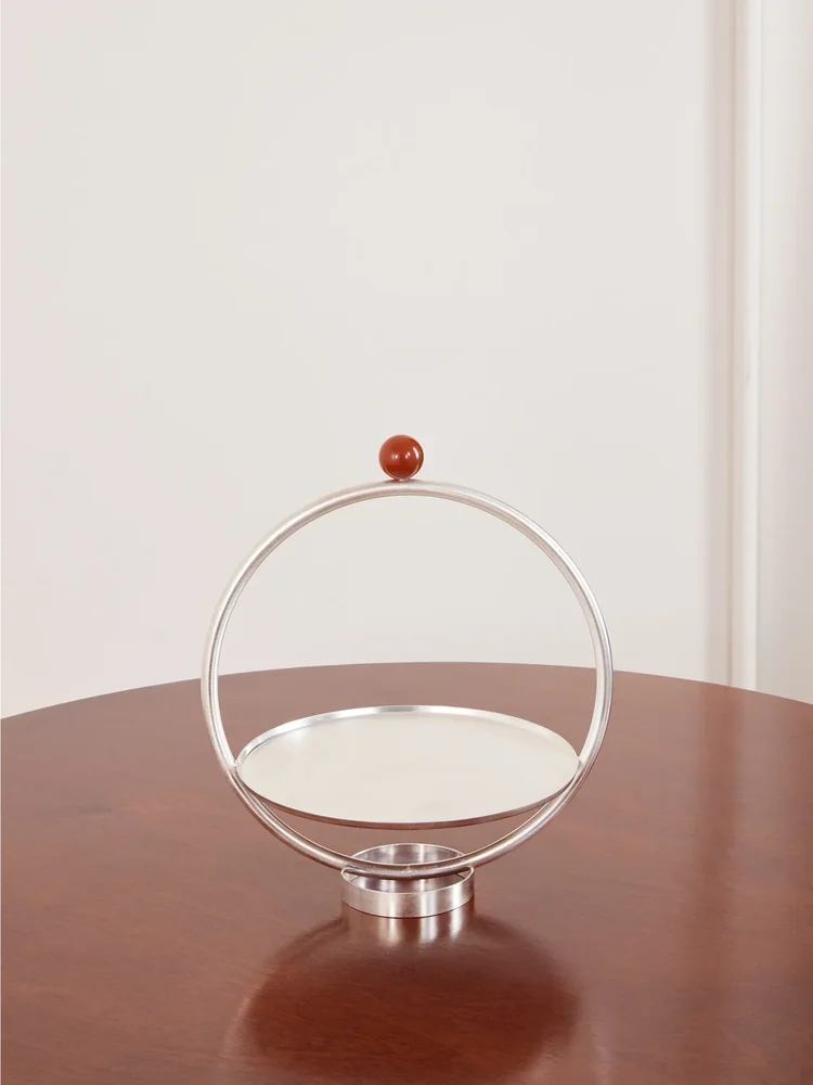 Redonda silver-plated and stone cake stand