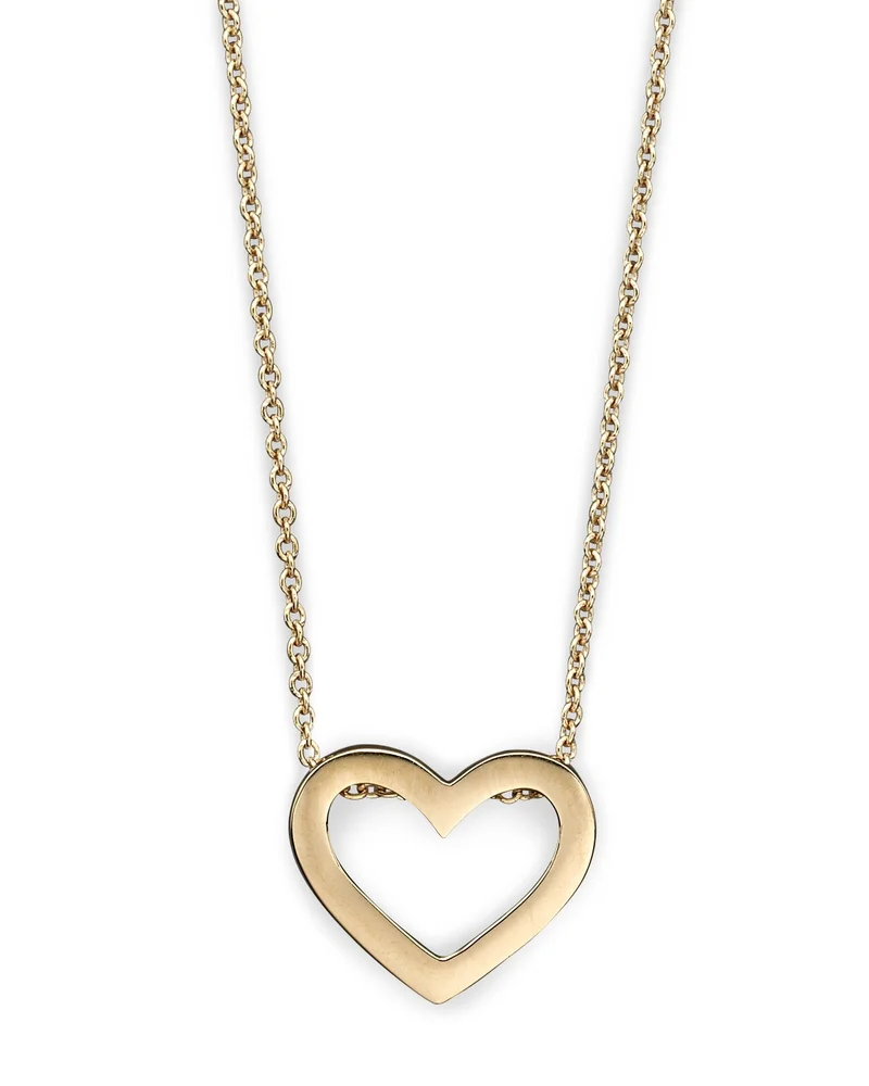 18K Yellow Gold Tiny Treasure Heart Necklace, 18"