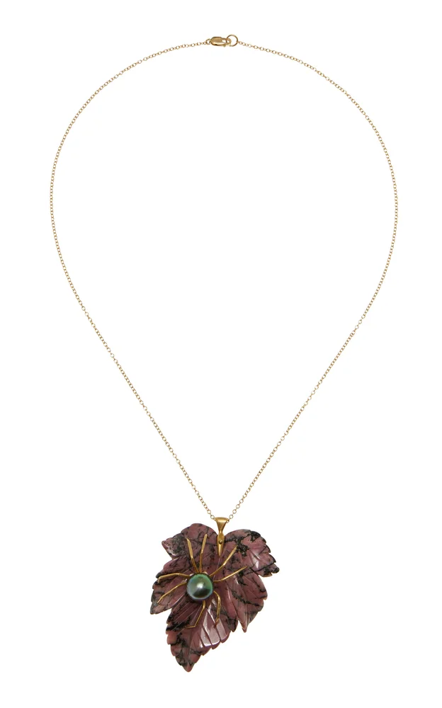 Enchanted Garden Spider 18K Yellow Gold Multi-Stone Necklace
