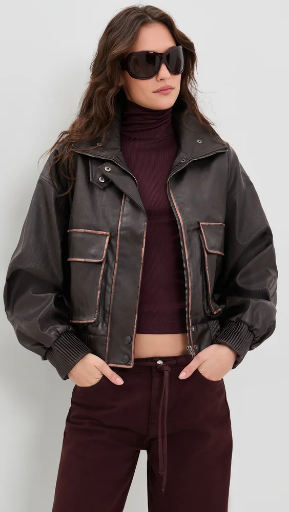 Cantini Faux Leather Bomber Jacket