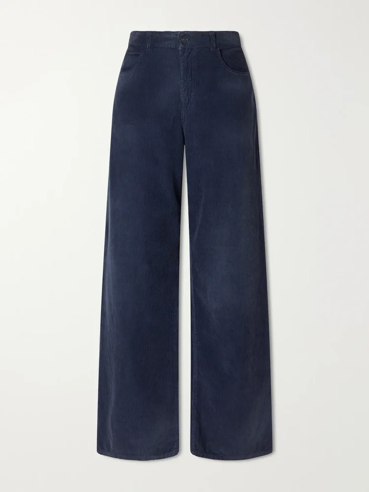 Eglitta high-waist stretch-cotton corduroy wide-leg pants