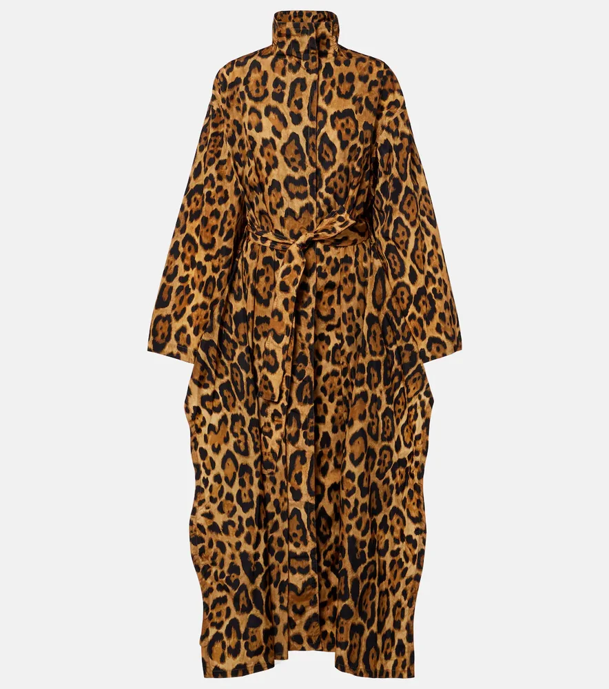 Animal-Print Taffeta Trench Coat