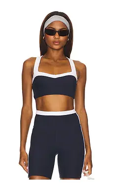 Spacedye Trophy Sports Bra in Nocturnal Navy & Cloud White