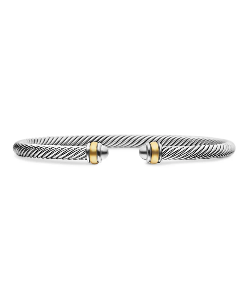 Classic Cable Bracelet in Sterling Silver with 18K Yellow Gold, 4mm
