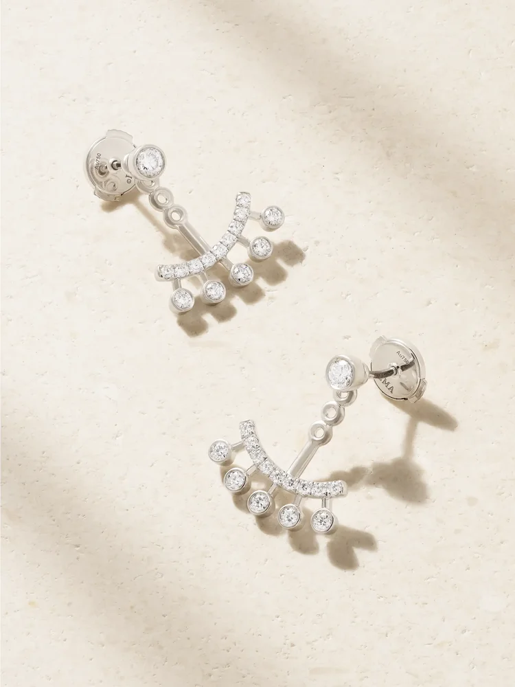 Dewdrop Jacket 18-karat white gold diamond earrings