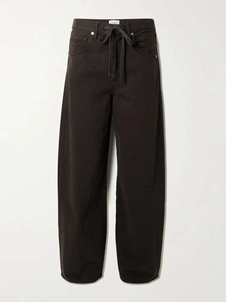 Brynn Drawstring mid-rise wide-leg jeans