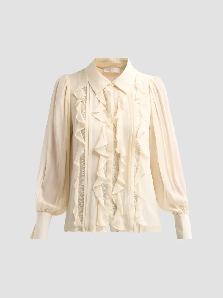 Claire Silk Ruffle Blouse