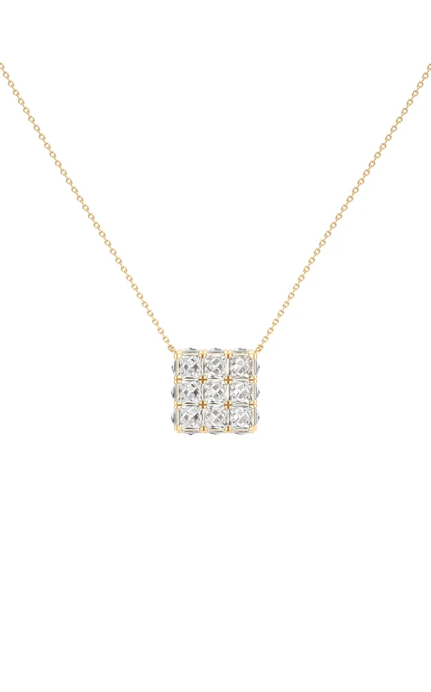 Armor 18K Yellow Gold Diamond Cube Necklace