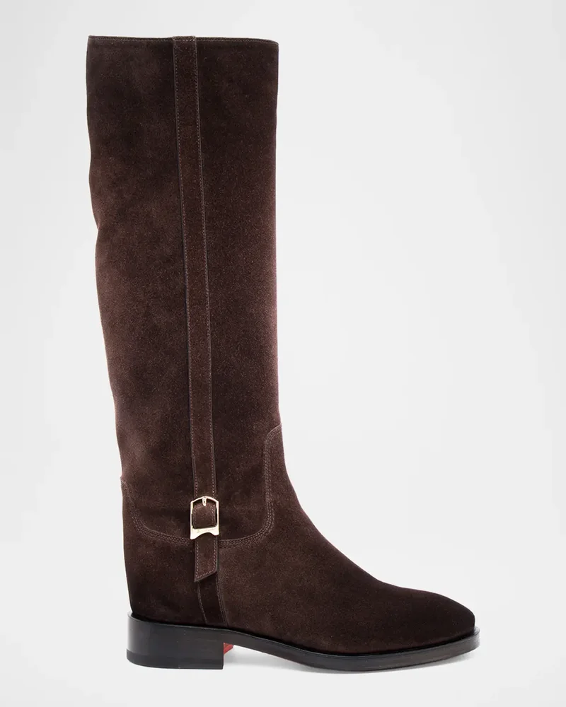 Suede Buckle Equestrian Boots