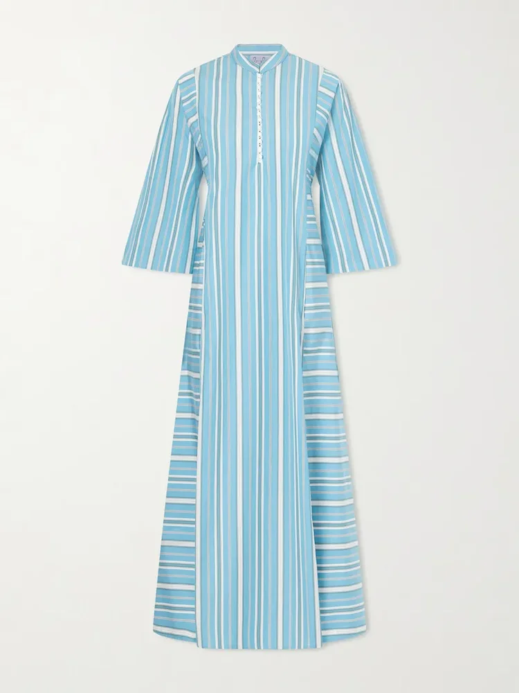 Rachel striped cotton-poplin kaftan