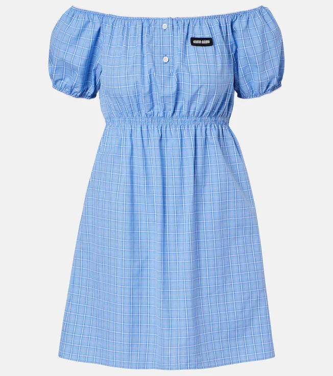 Checked cotton poplin minidress