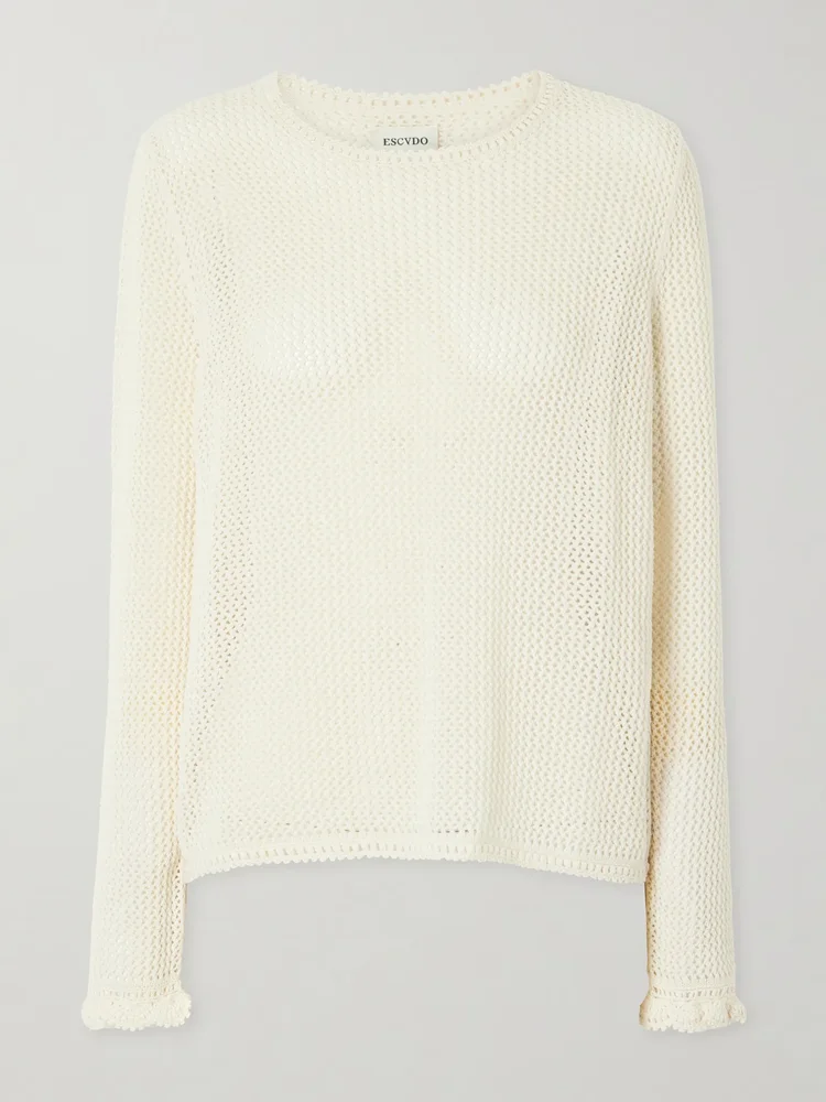 Mural crocheted cotton blouse
