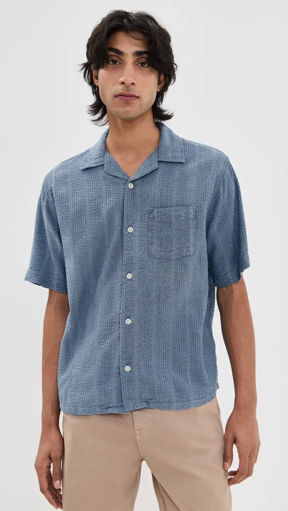 Striped Seersucker Short Sleeve Shirt