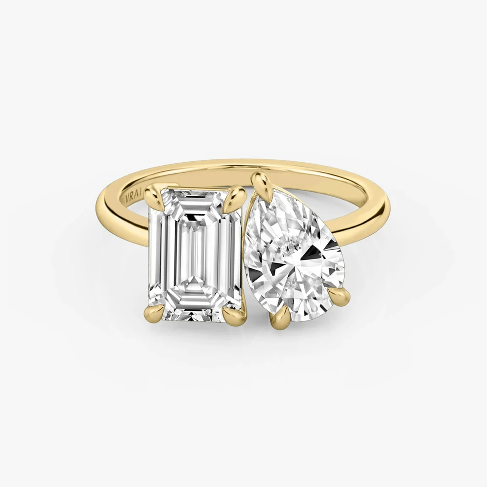 Toi et Moi Ring, Emerald and Pear