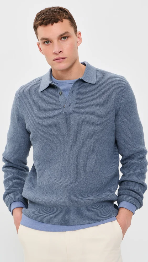 Heirloom Shaker Long Sleeve Polo Sweater